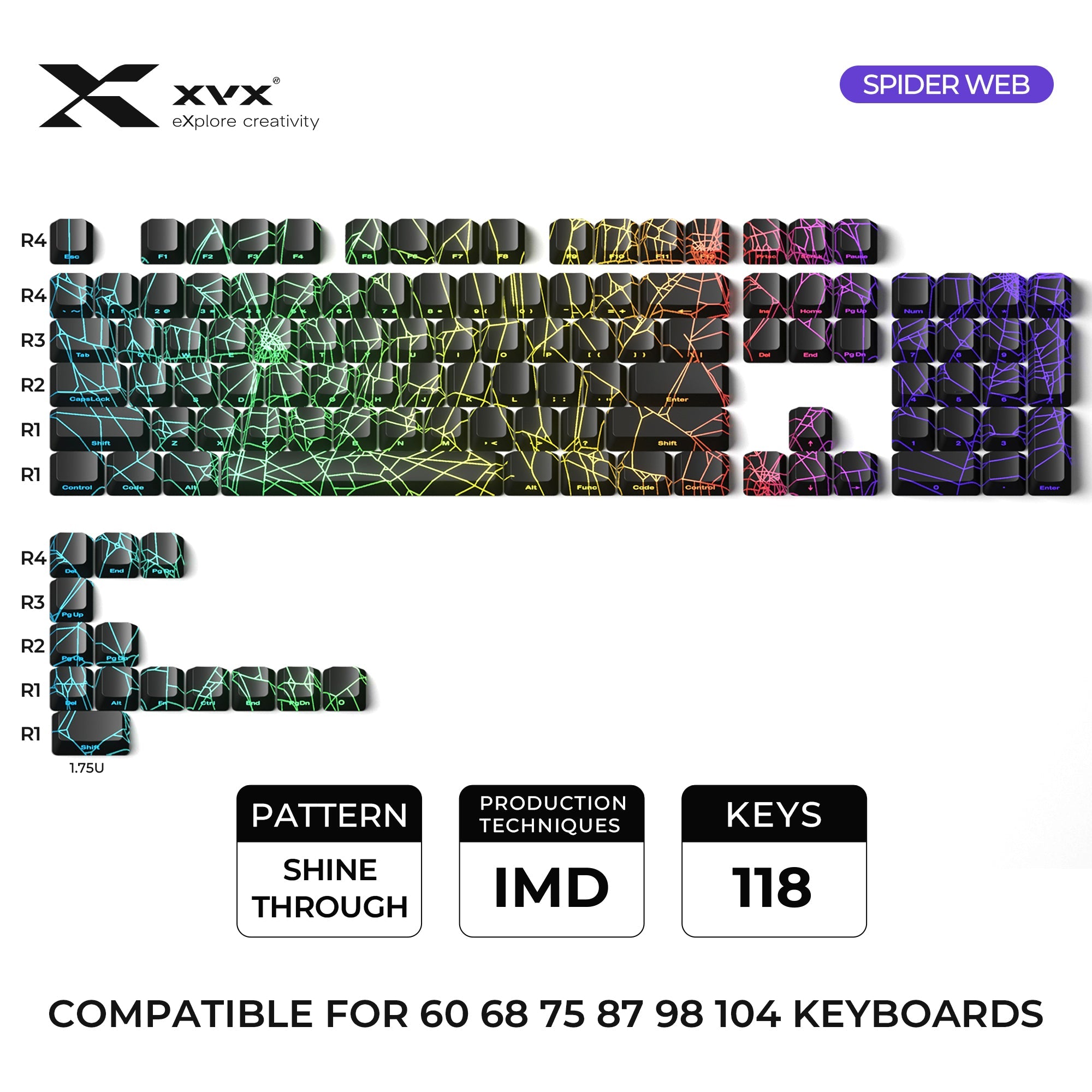 XVX Spider Web OEM Profile IMD-Tech Keycap Set