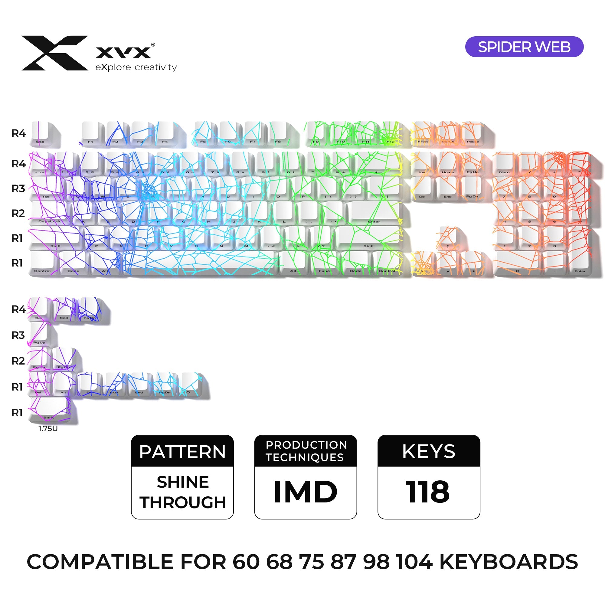 XVX Spider Web OEM Profile IMD-Tech Keycap Set