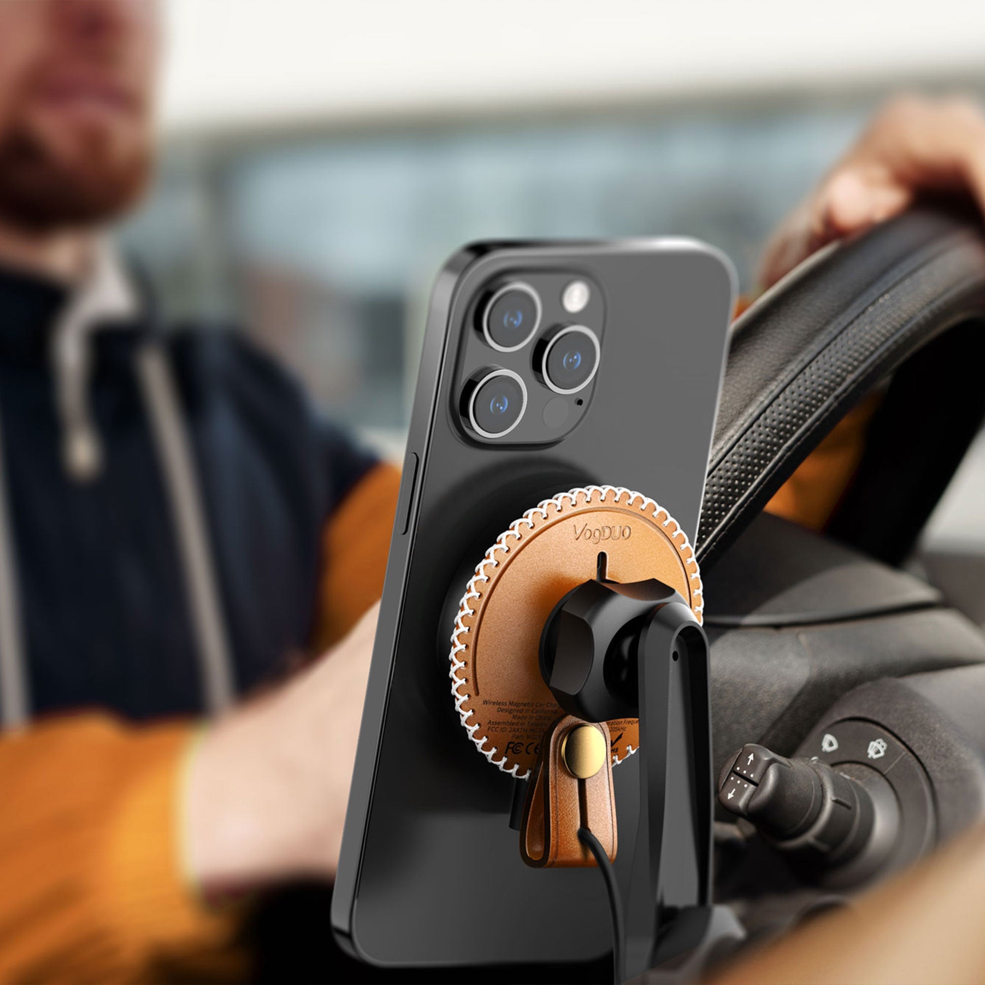 Magnetic Wireless Leather Car Charger